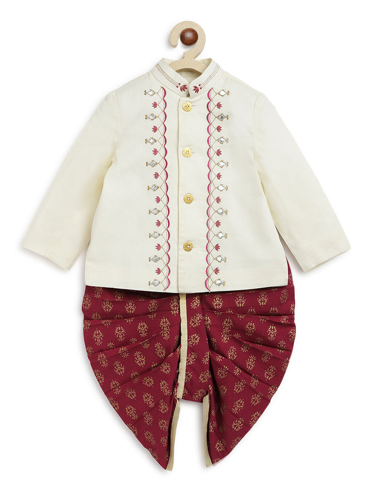Buy Baby Boy Fish Embroidery Jamna Set - Cream