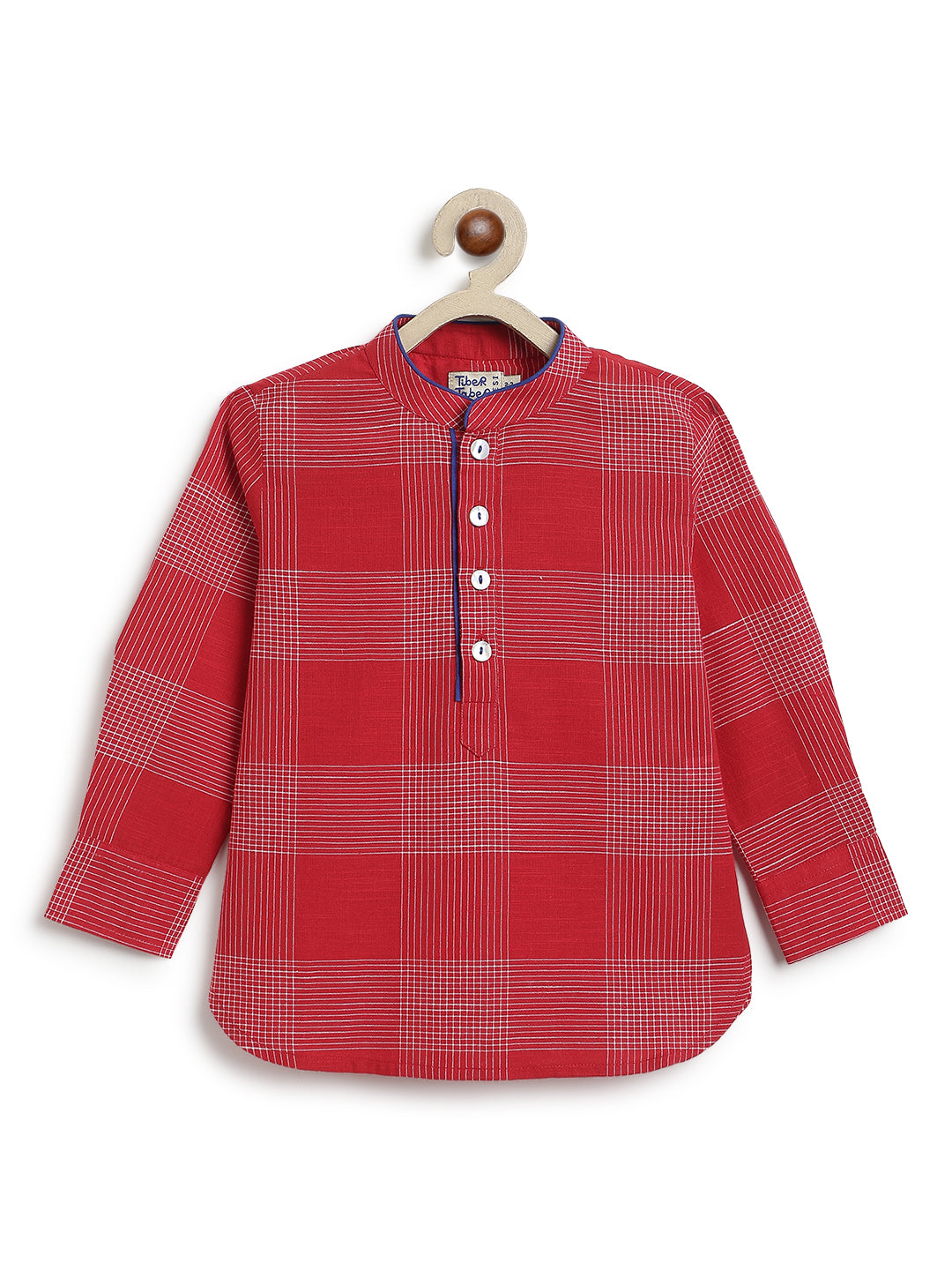 East India Red Checks Kurta Shirt