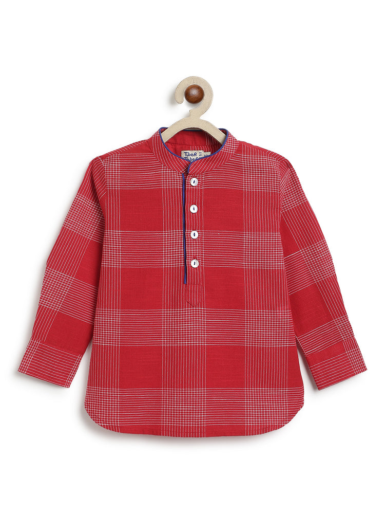 East India Red Checks Kurta Shirt
