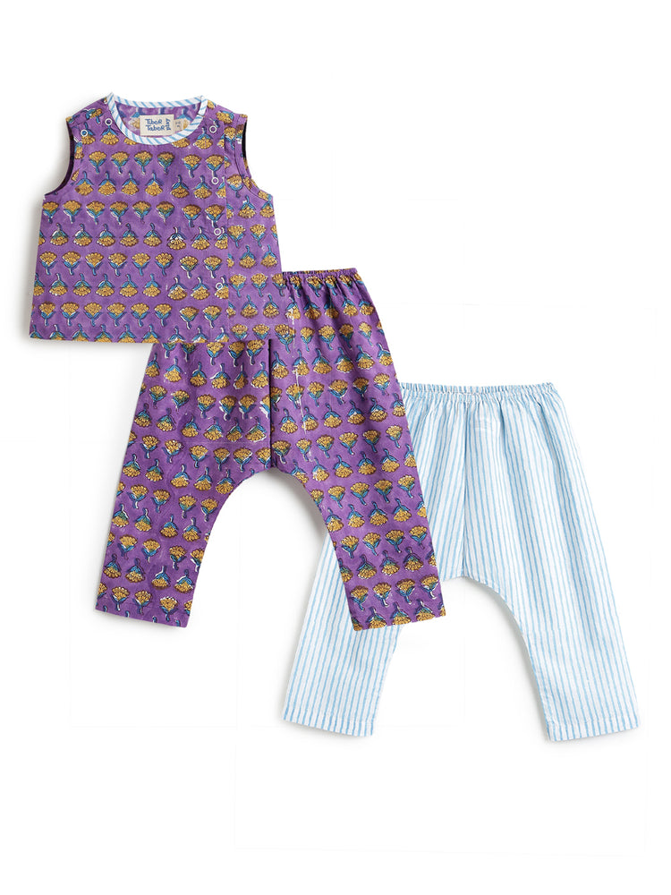 Summer Breeze Jhabla Set - Purple