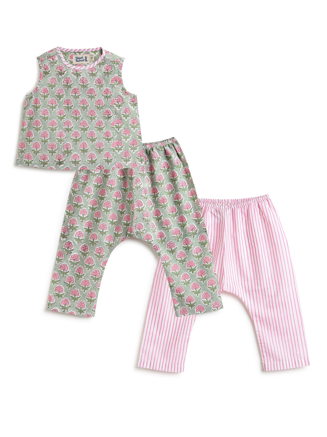 Summer Breeze Jhabla Set- Green