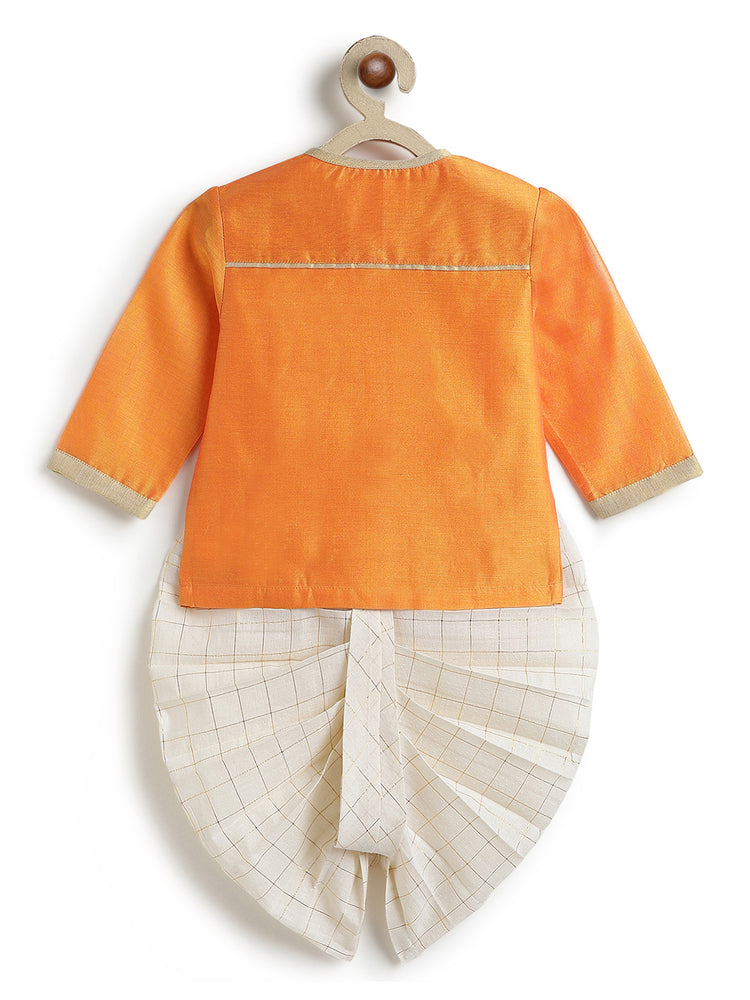 Marigold Bloom Dhoti Set - Orange