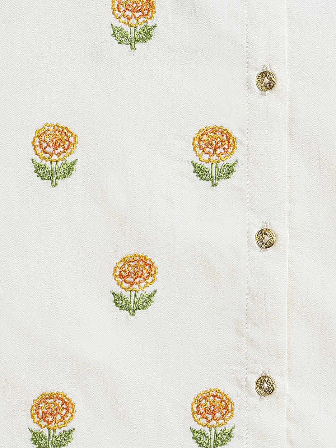Marigold Bloom Dhoti Set - Cream