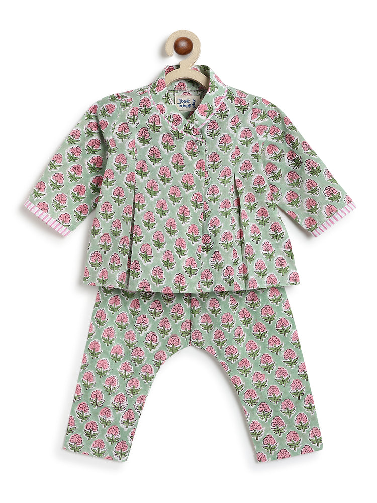 Flowers in bloom Flexi Kimono Set - Green