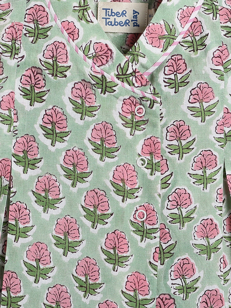 Flowers in bloom Flexi Kimono Set - Green