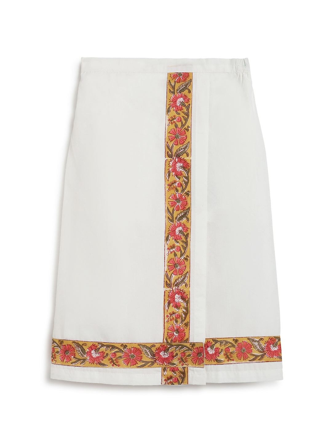 Block Print Mundu- Yellow