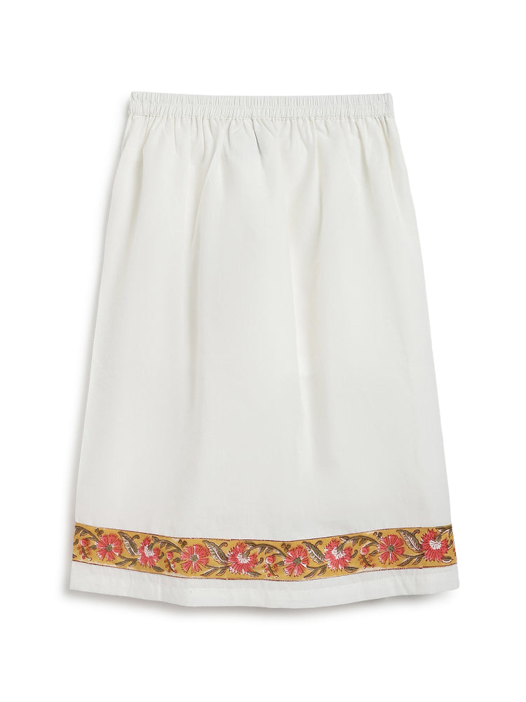 Block Print Mundu- Yellow