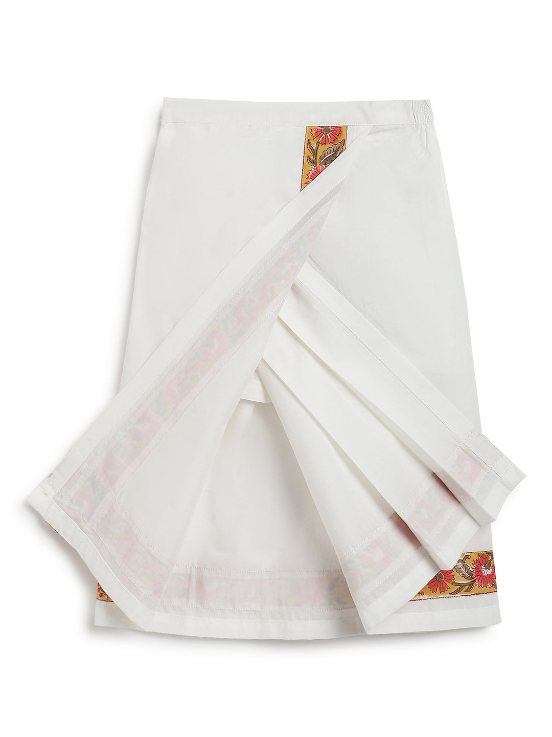Block Print Mundu- Yellow