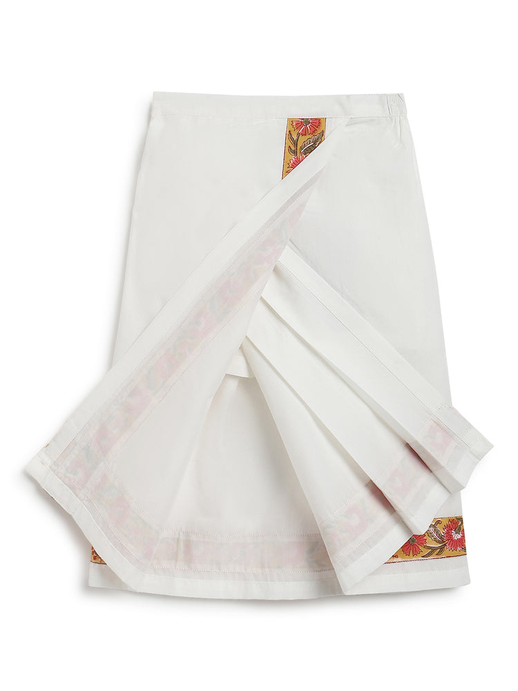 Block Print Mundu- Yellow
