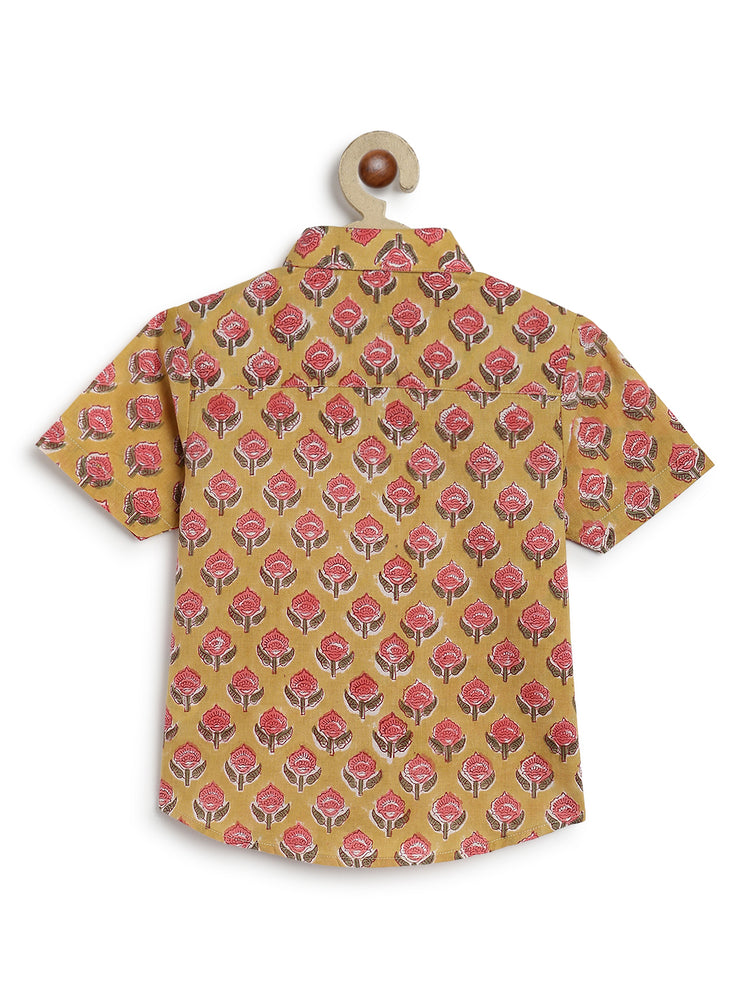 Hand Block Printed Shirt- Yellow