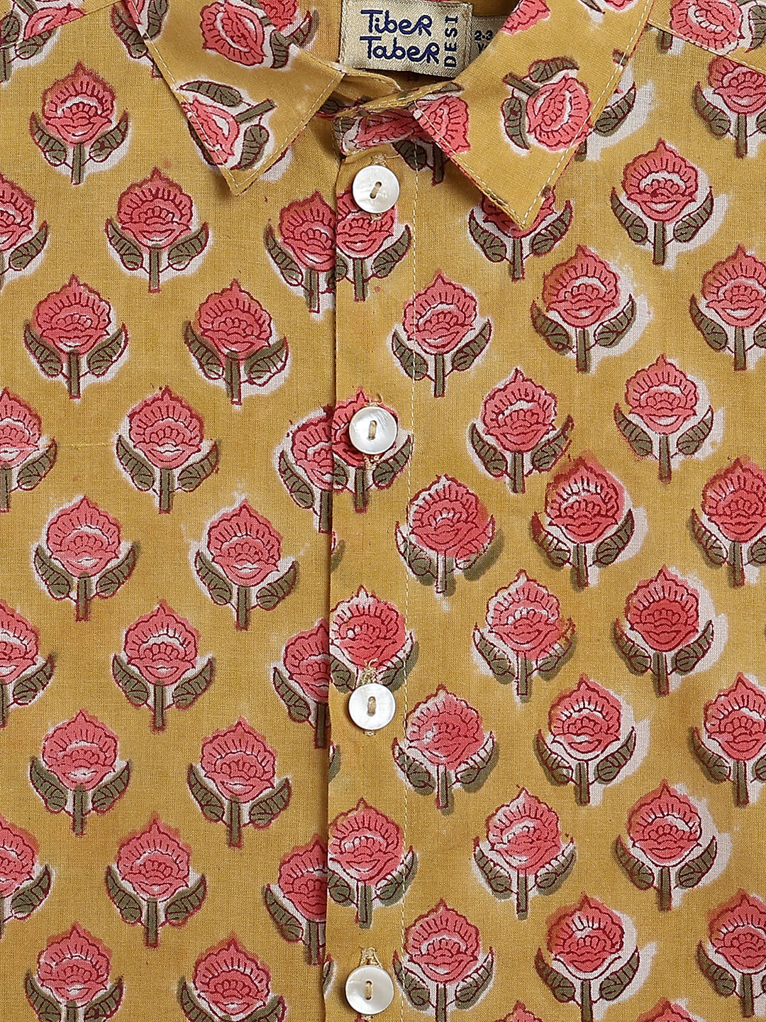 Hand Block Printed Shirt- Yellow