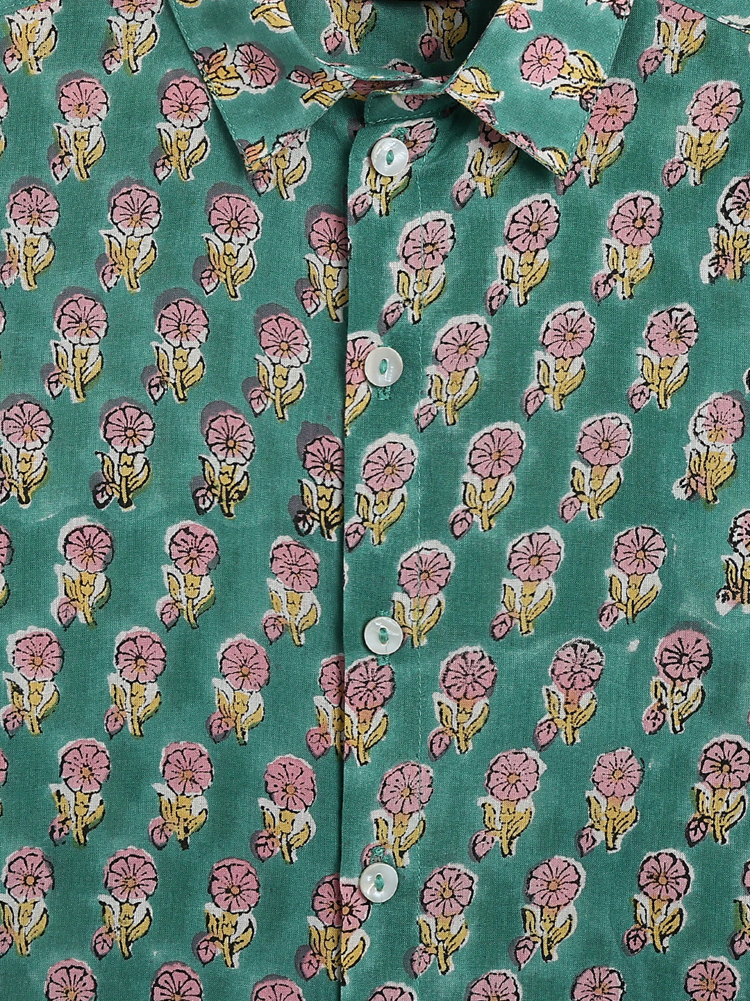 Hand Block Printed Shirt- Green