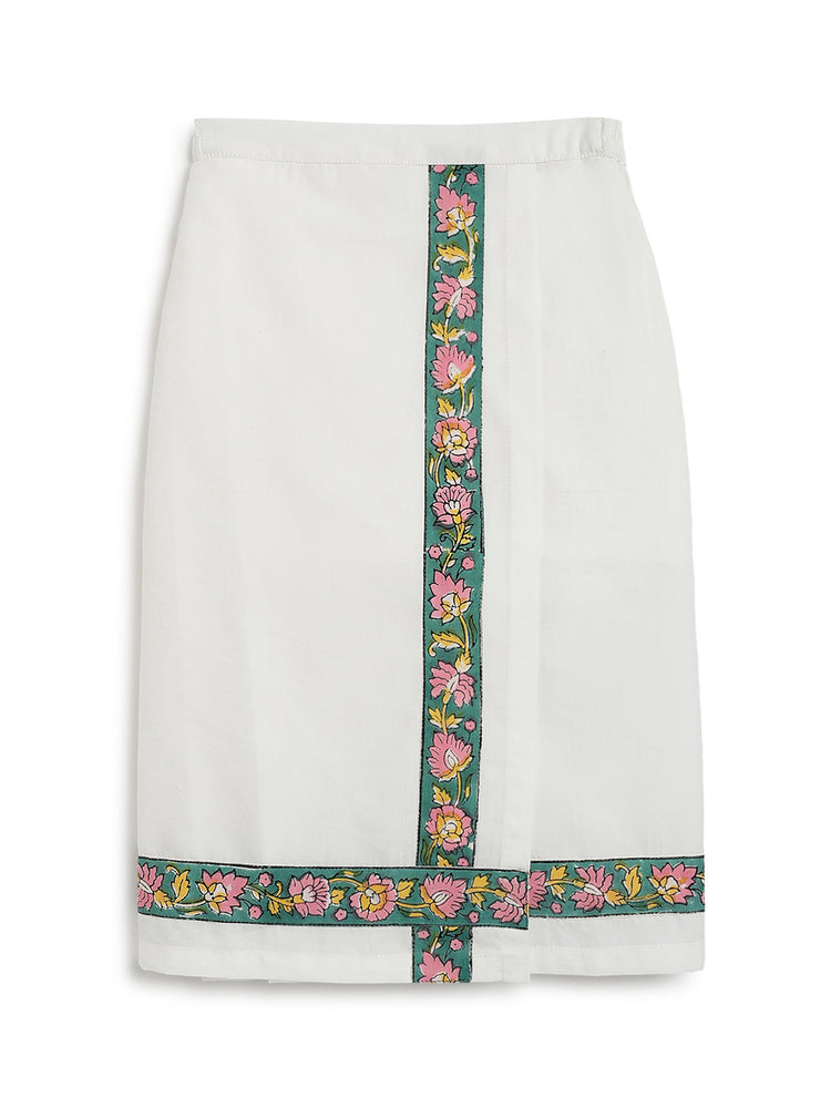 Block Print Mundu- Green