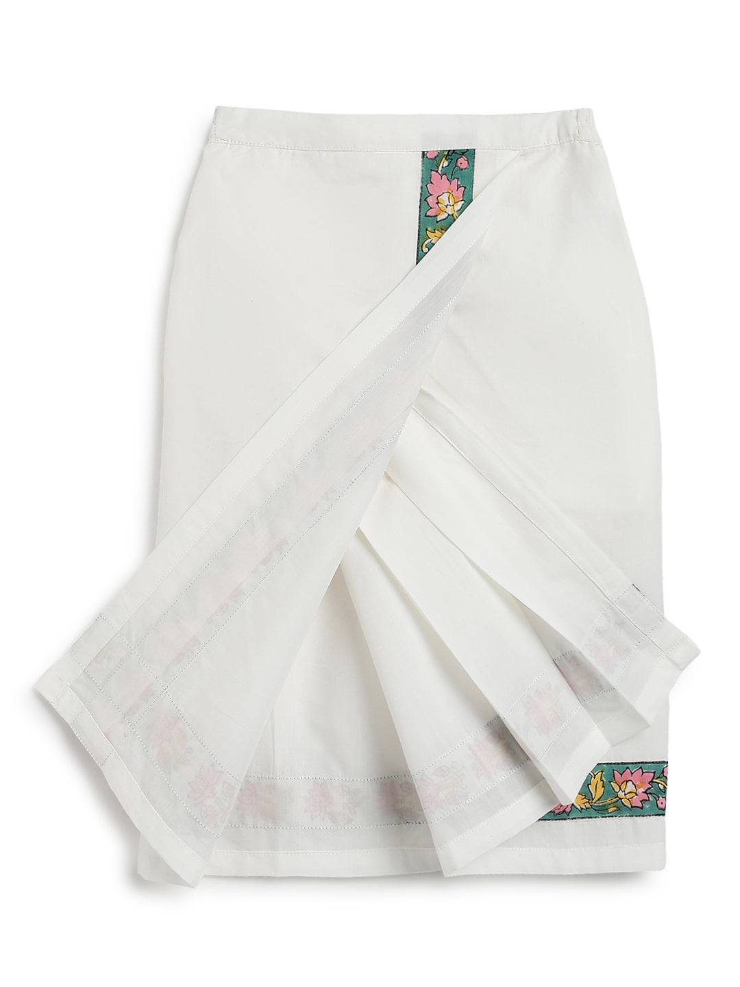 Block Print Mundu- Green