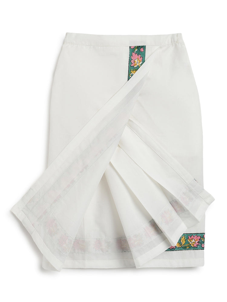 Block Print Mundu- Green