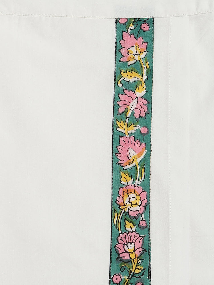 Block Print Mundu- Green