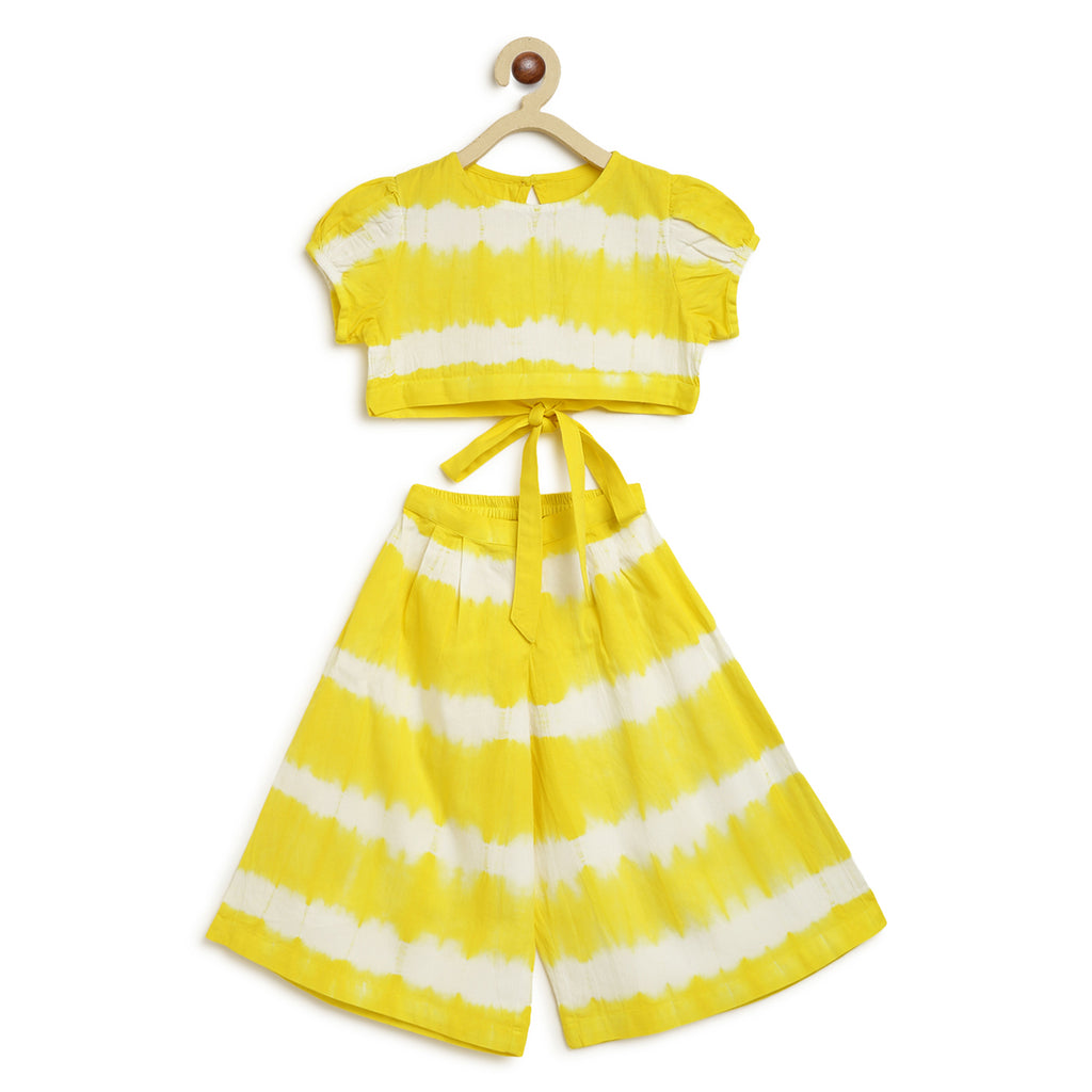 Buy Girls Yellow Stripe Top Set by Tiber Taber Kids