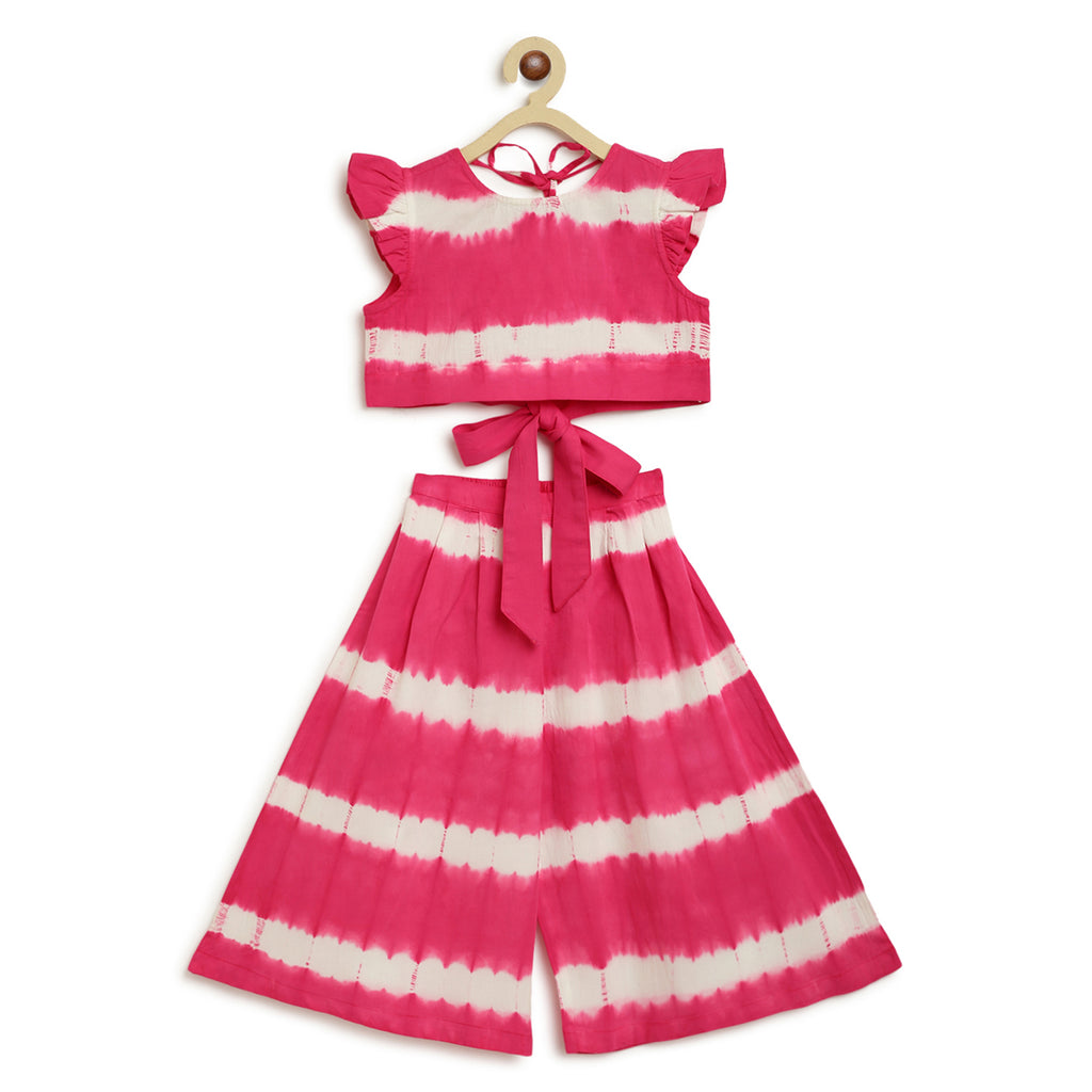 Buy Girls Pink Stripe Top Set by Tiber Taber Kids