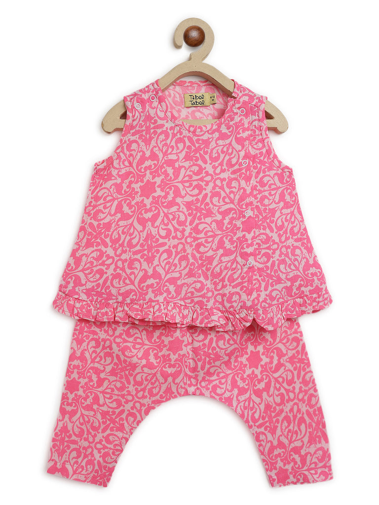 Buy Girls Jhabla Pink Floral by Tiber Taber Kids