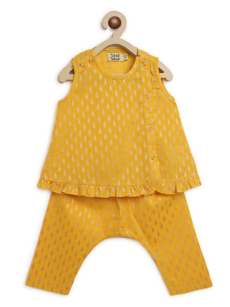 Buy Girl Jhabla Leaf Yellow by Tiber Taber Kids