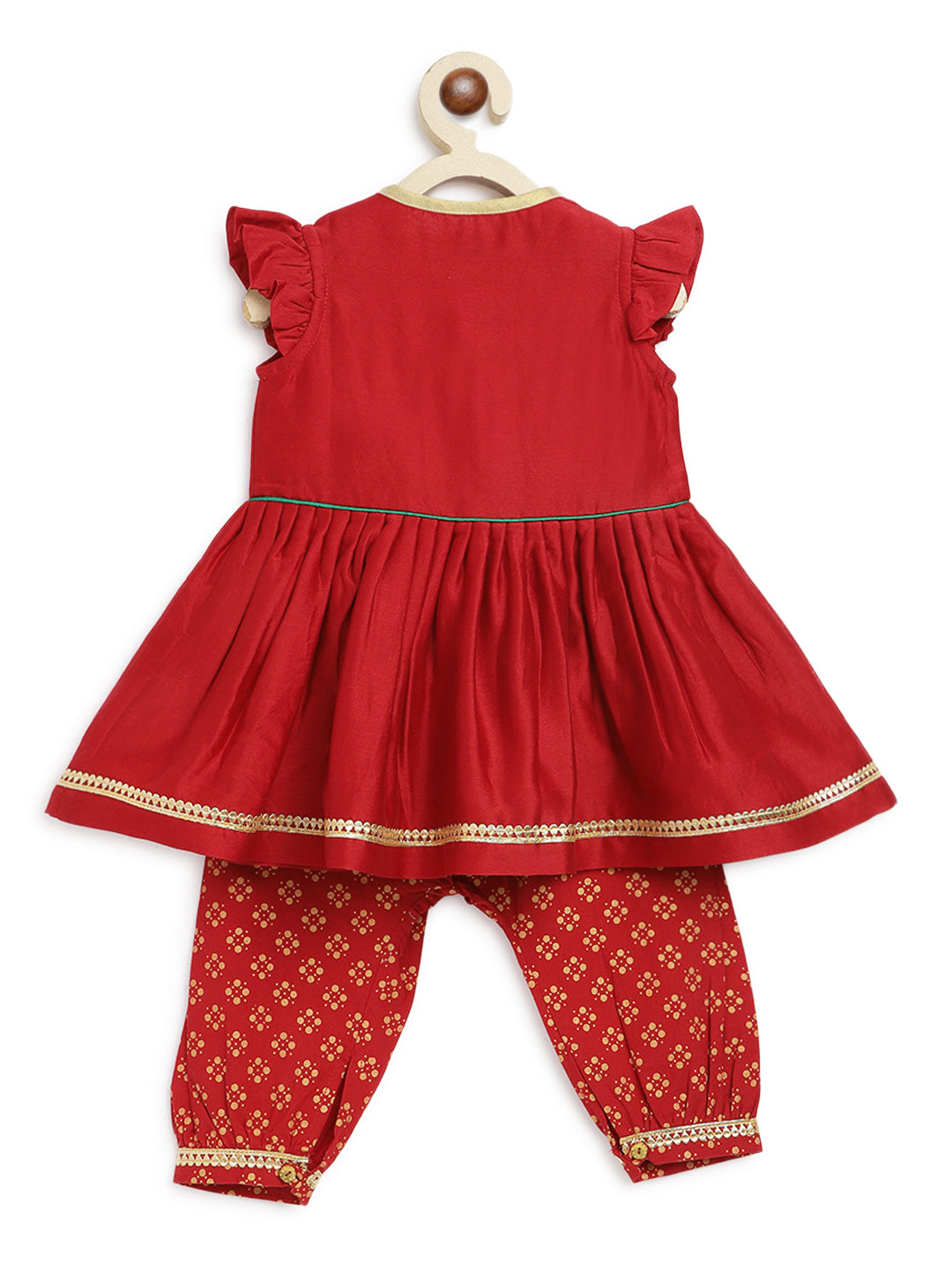 Shop Baby Girl Bird Embroidery Jamna Set - red
