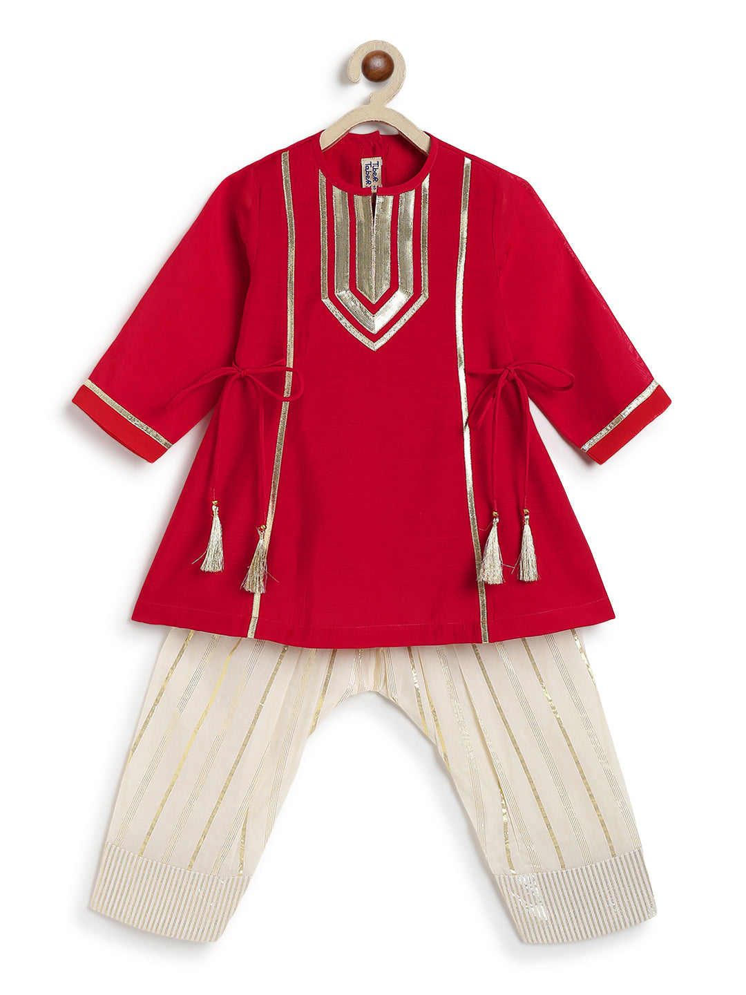 Tara Gota Kurta Set - Red