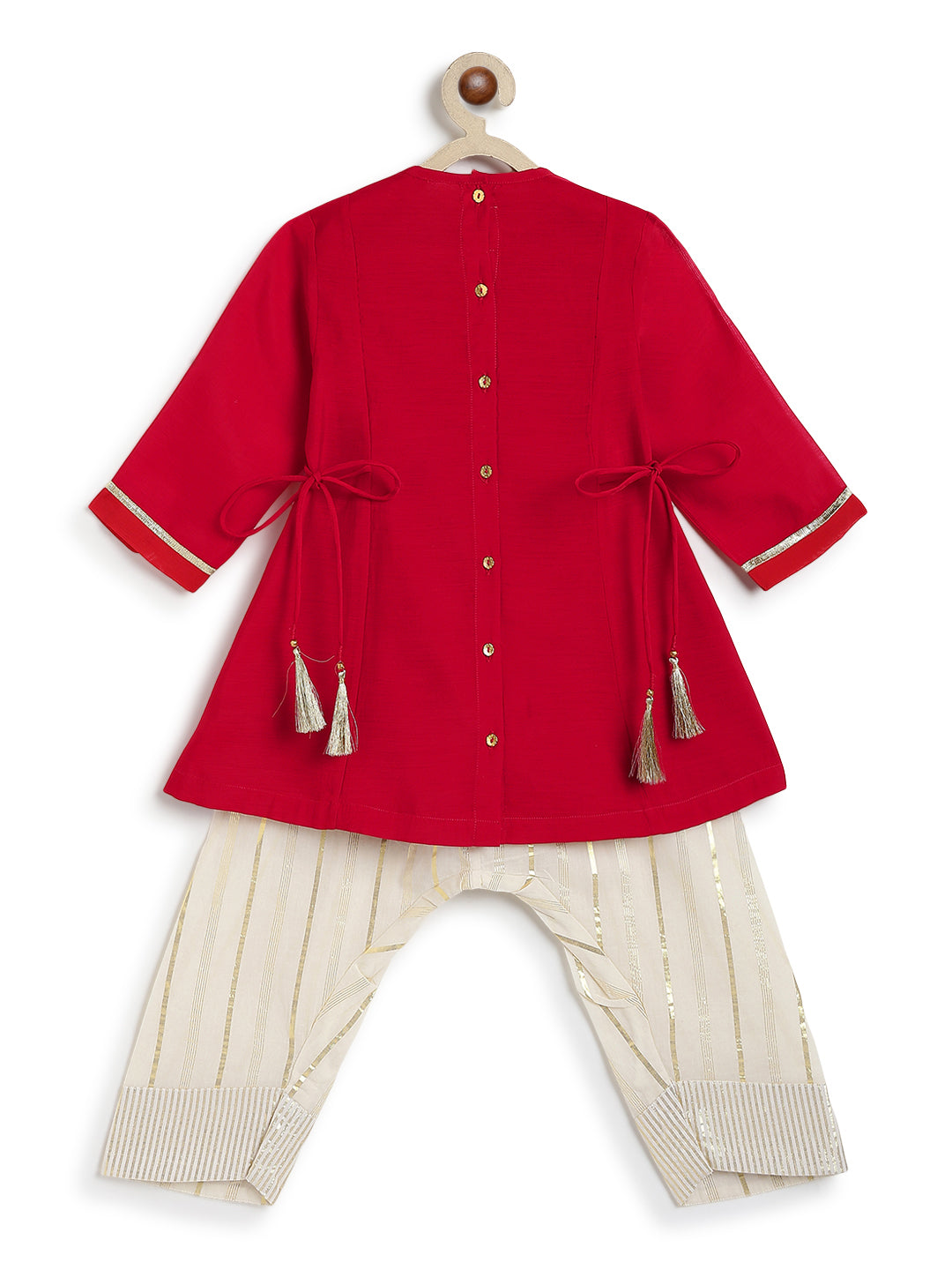 Tara Gota Kurta Set - Red