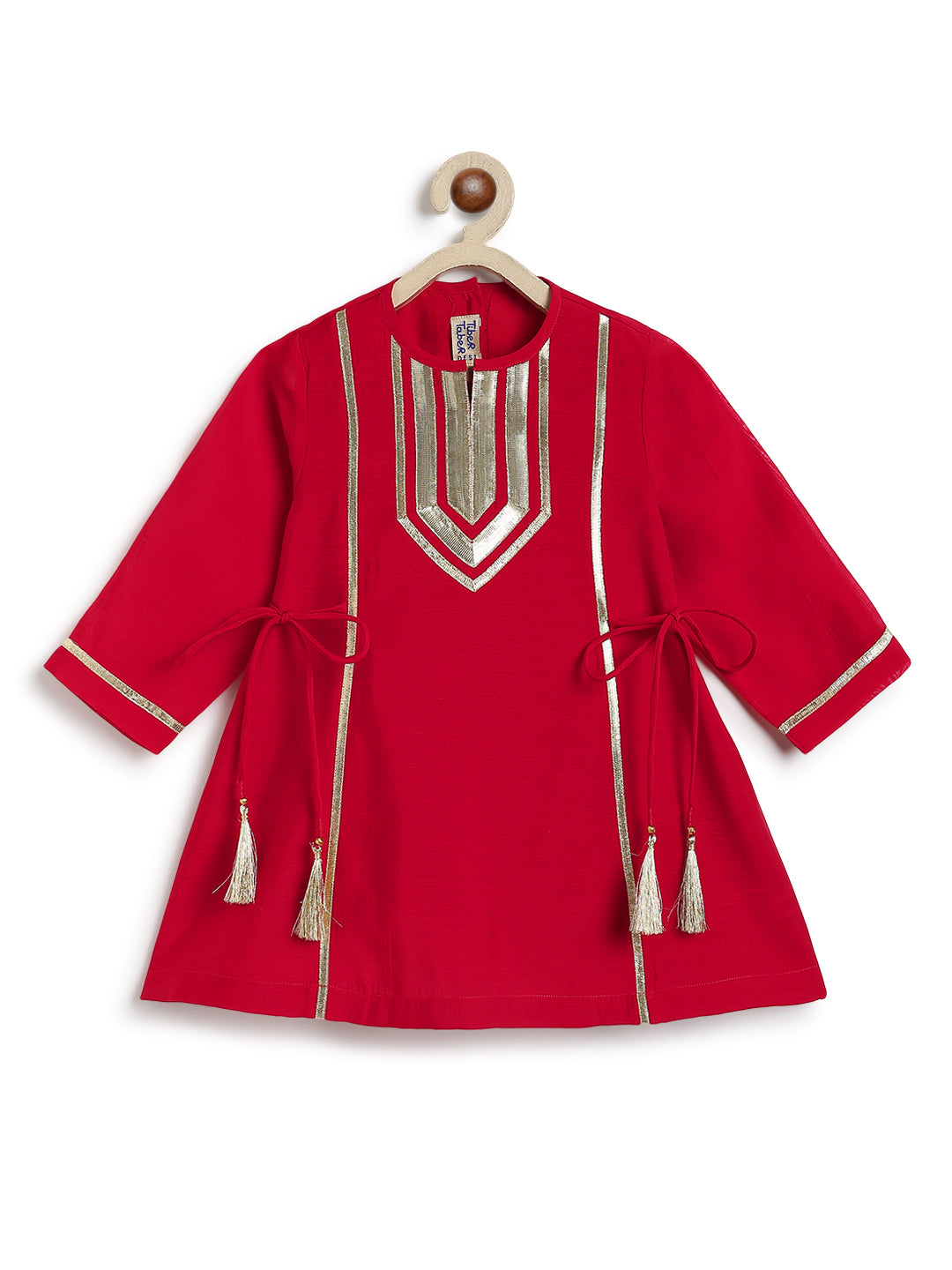 Tara Gota Kurta Set - Red