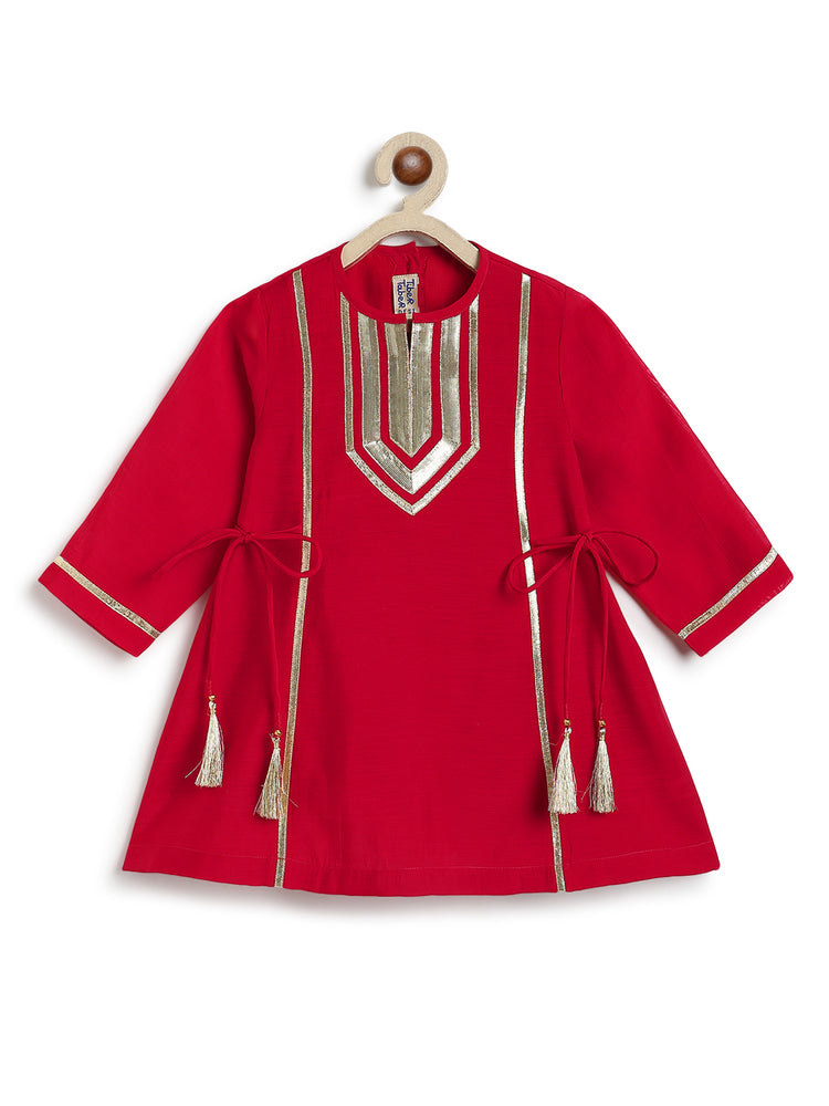 Tara Gota Kurta Set - Red