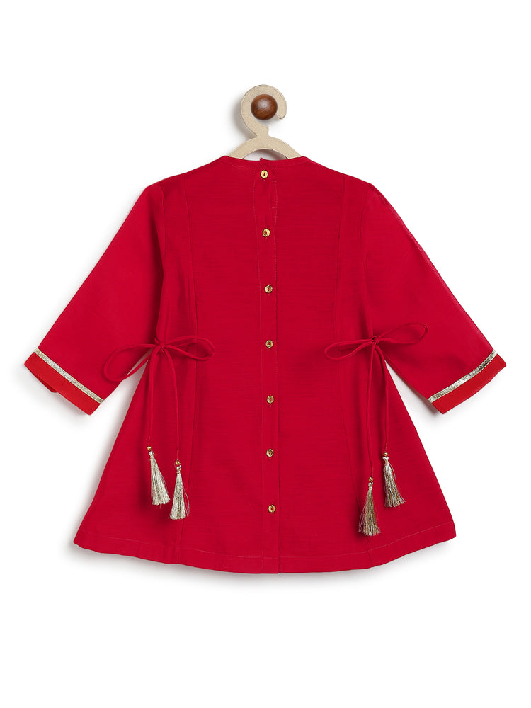 Tara Gota Kurta Set - Red