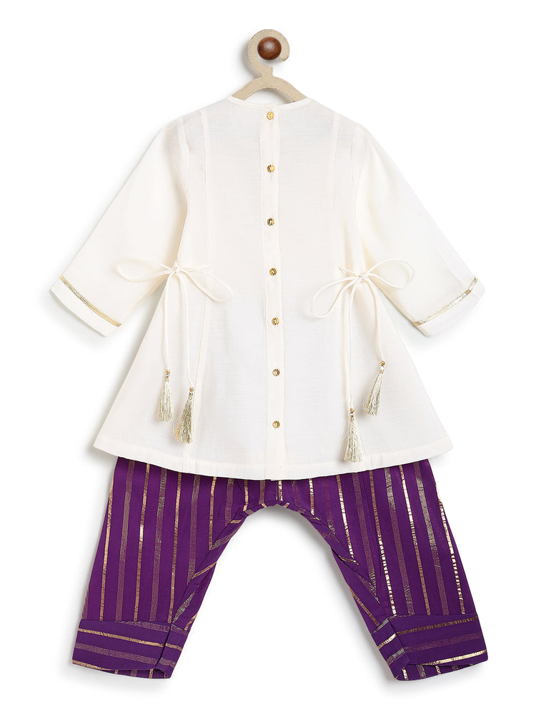 Tara Gota Kurta Set - Purple