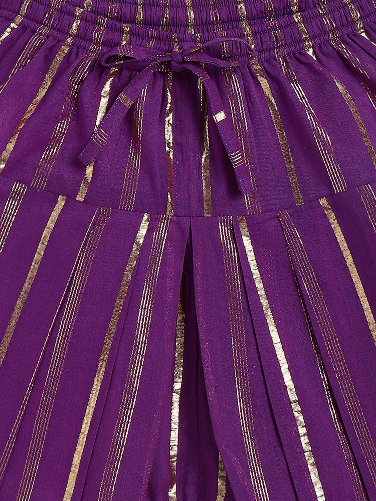 Tara Gota Kurta Set - Purple