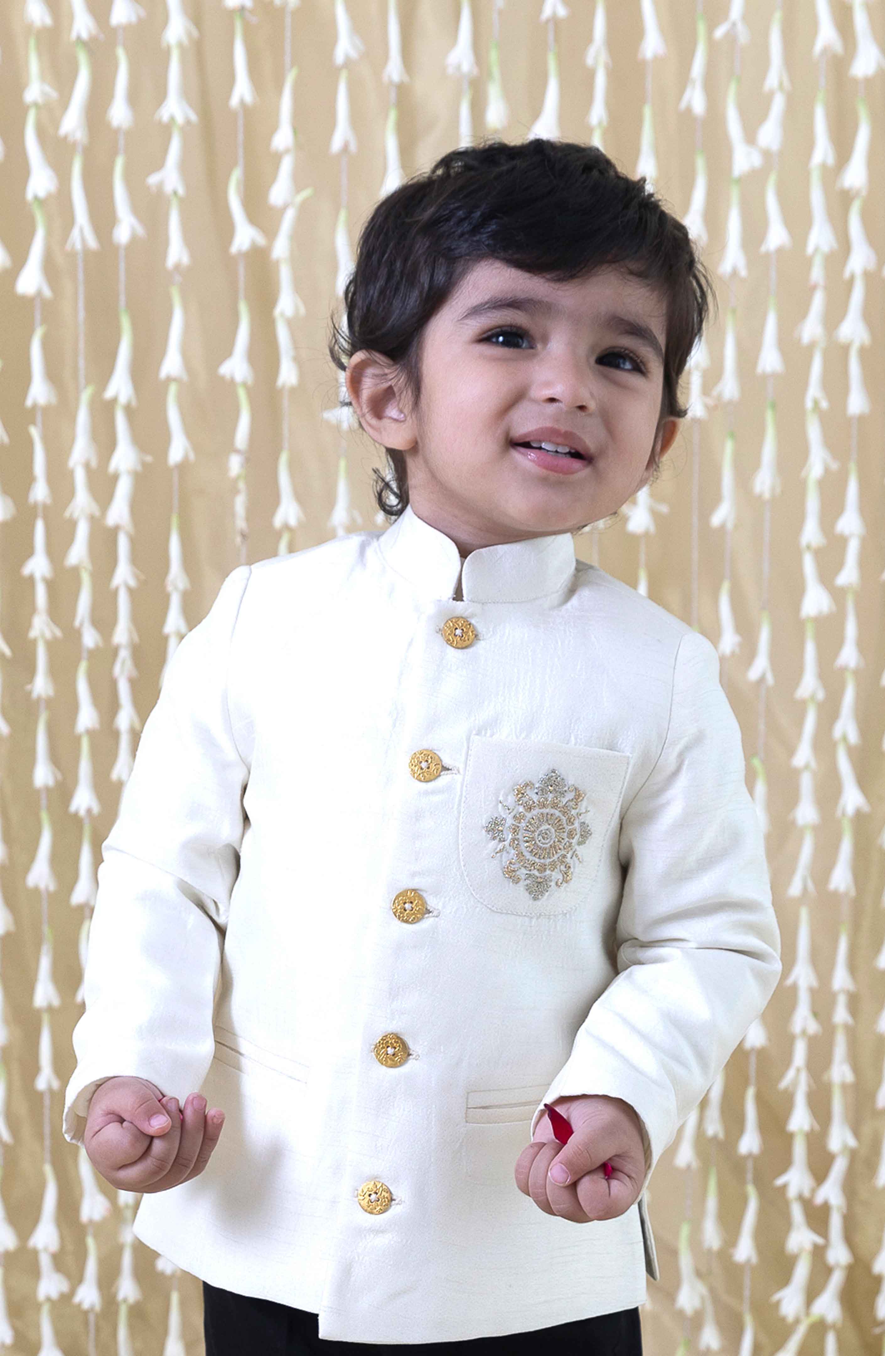 Cotton Silk Dhoti Kurta Set for Kids Embroidered Dhuti Punjabi for Boys  Annaprashan Rice Ceremony Panjabi Payjama Set for Boys (6-12 Months) -  SakhiSaheli