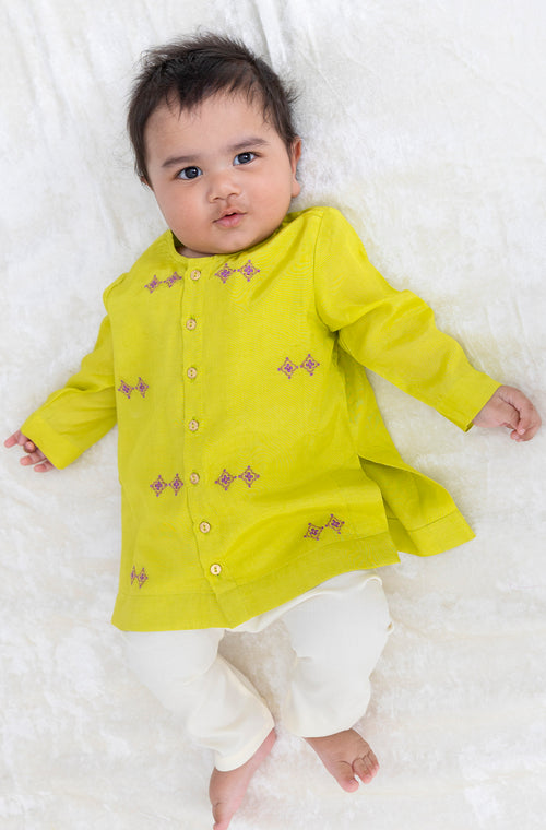 Patang Buta Green Kurta Set