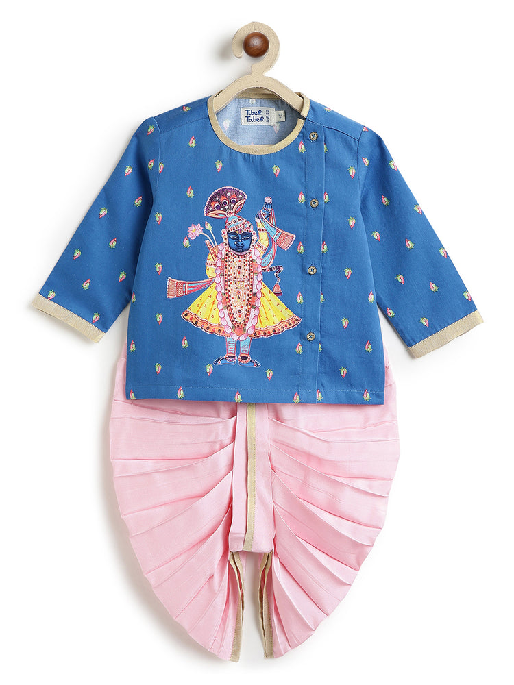 Shreenath Ji Dhoti Kurta Set-Blue