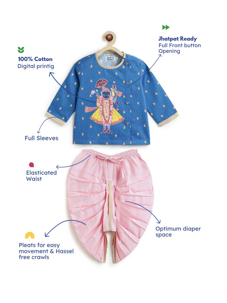 Shreenath Ji Dhoti Kurta Set-Blue