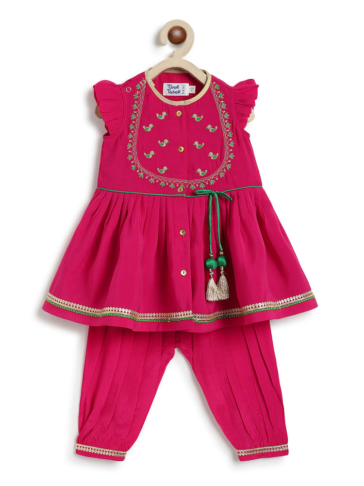 Meera Angrakha Set- Pink
