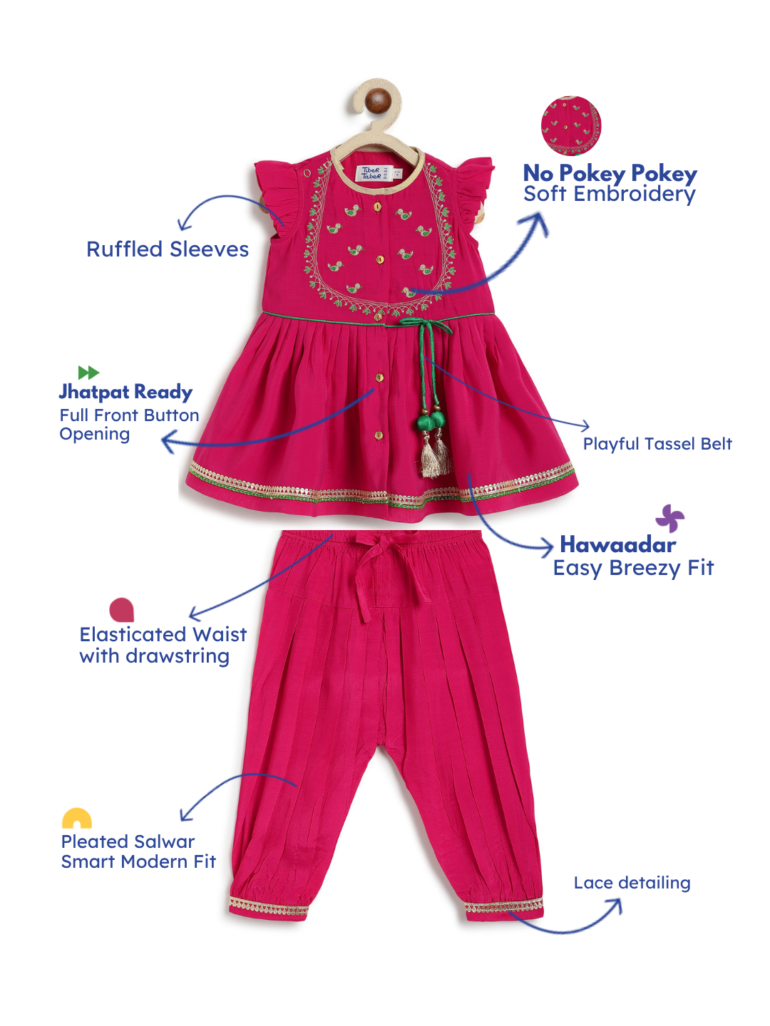 Meera Angrakha Set- Pink