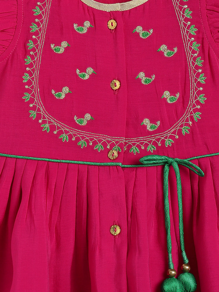 Meera Angrakha Set- Pink