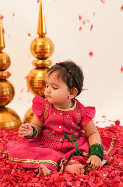 Meera Angrakha Set- Pink