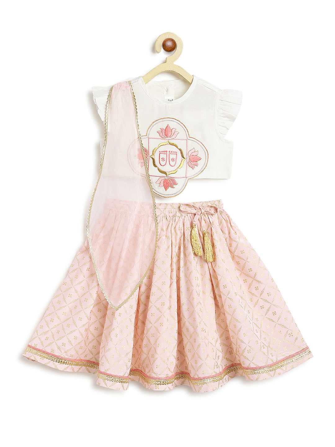 Krishna Charan Lehenga Set - White