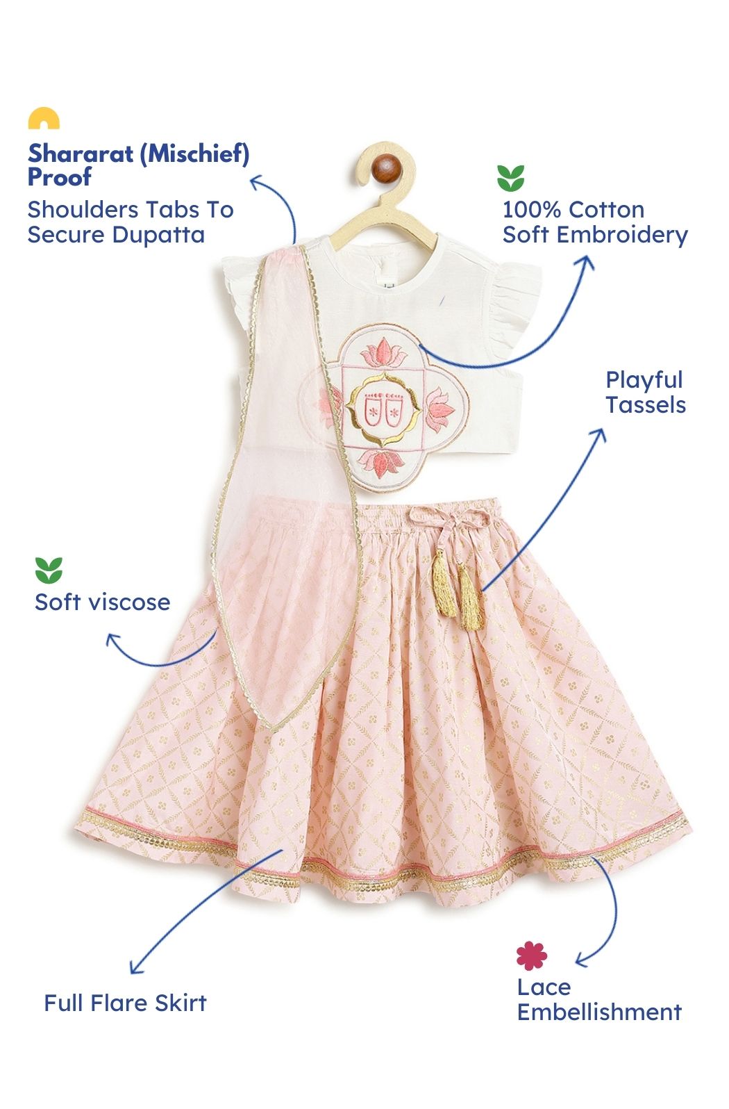 Krishna Charan Lehenga Set - White