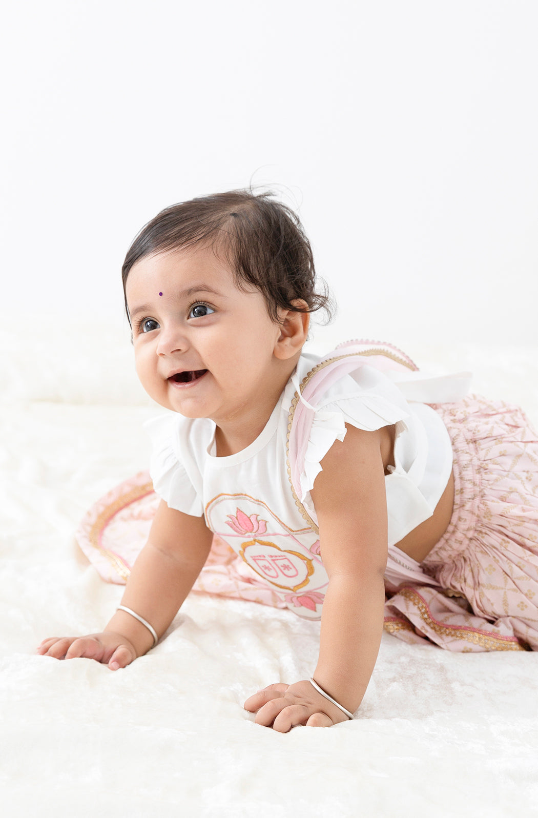 Krishna Charan Lehenga Set - White