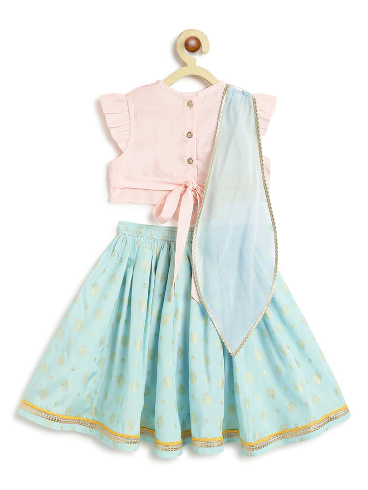 Krishna Charan Lehenga Set - Pink