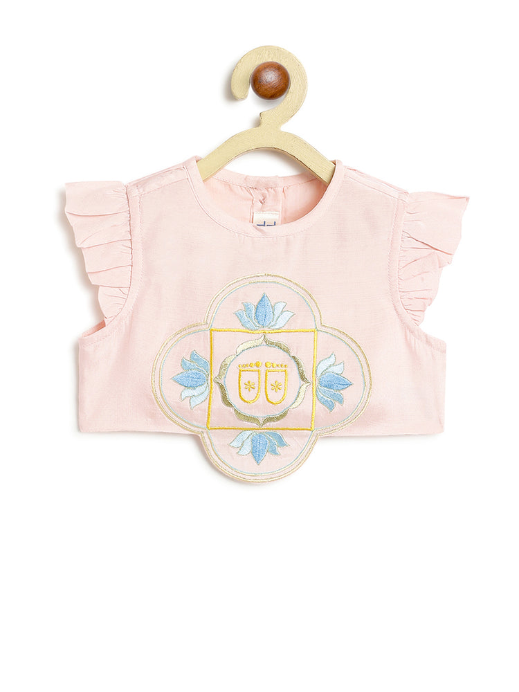 Krishna Charan Lehenga Set - Pink