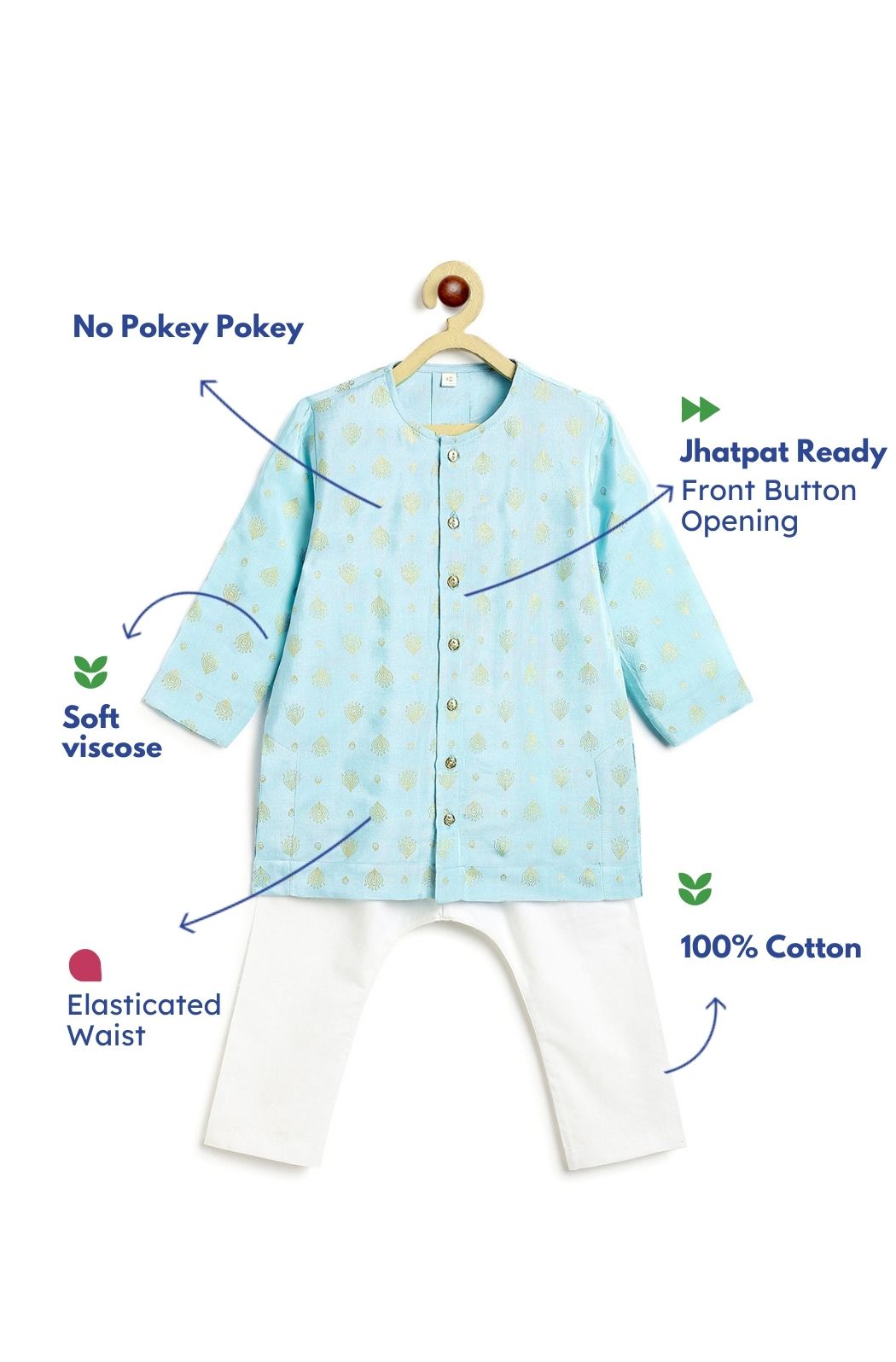 Morpankh Kurta Set for Baby Boys - Blue