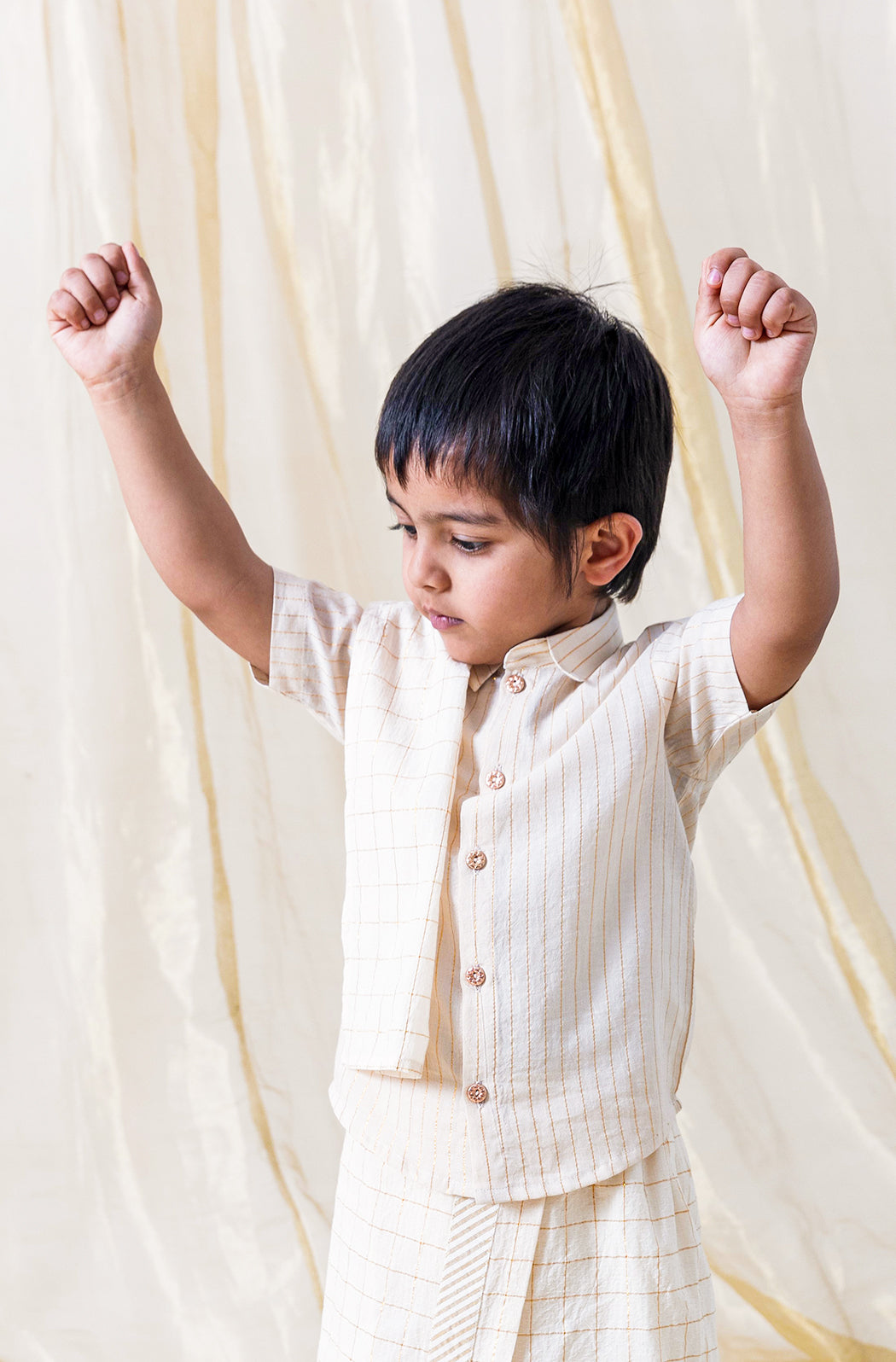 Checks Angvastram-Cream