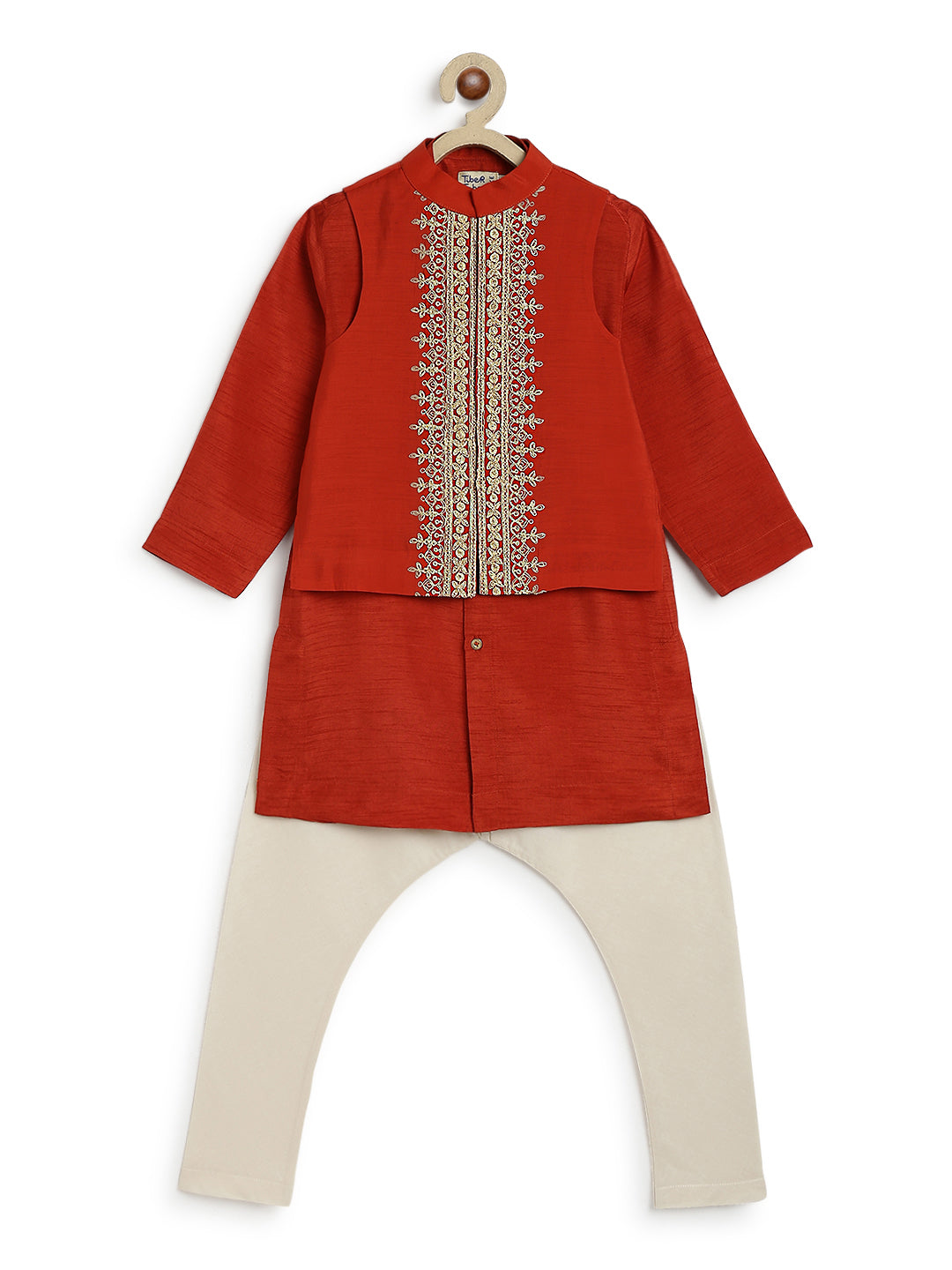 Shahi Virasat 3 Pcs Bundi Set-Rust