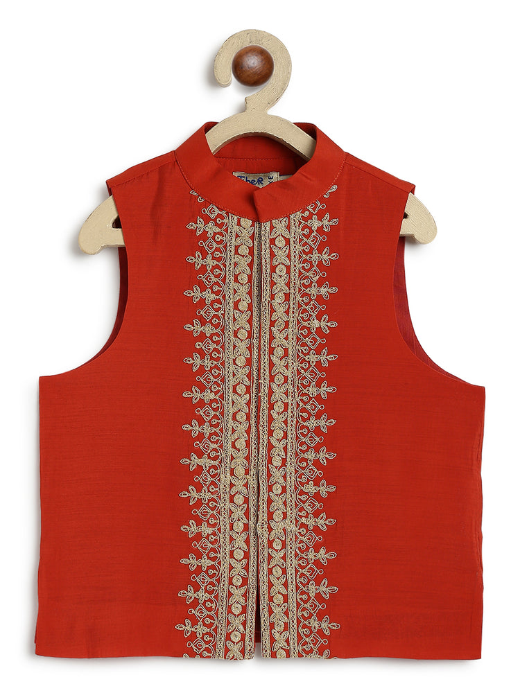 Shahi Virasat 3 Pcs Bundi Set-Rust