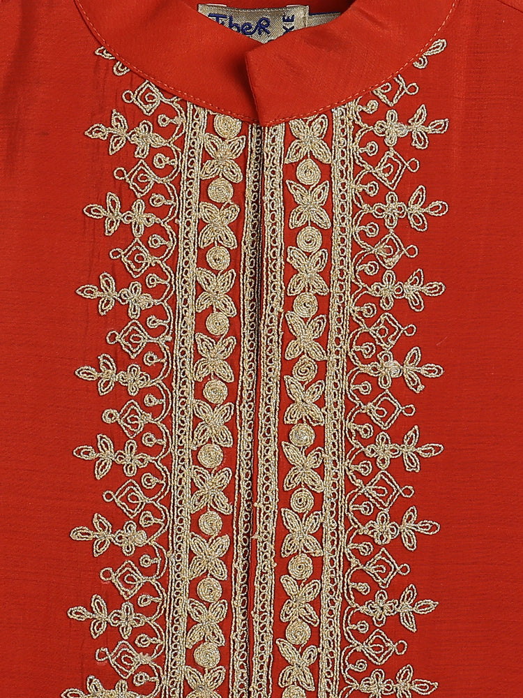Shahi Virasat 3 Pcs Bundi Set-Rust